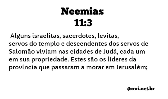 NEEMIAS 11:3 NVI NOVA VERSÃO INTERNACIONAL