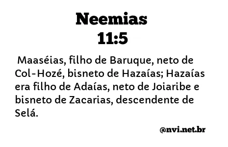 NEEMIAS 11:5 NVI NOVA VERSÃO INTERNACIONAL