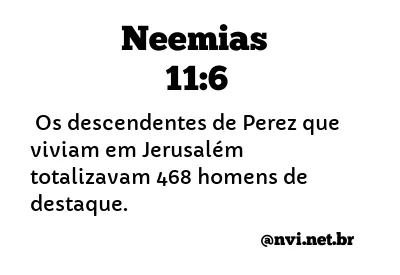 NEEMIAS 11:6 NVI NOVA VERSÃO INTERNACIONAL