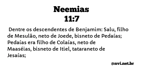 NEEMIAS 11:7 NVI NOVA VERSÃO INTERNACIONAL