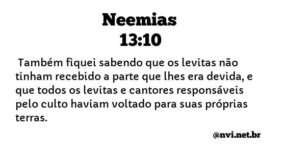 NEEMIAS 13:10 NVI NOVA VERSÃO INTERNACIONAL