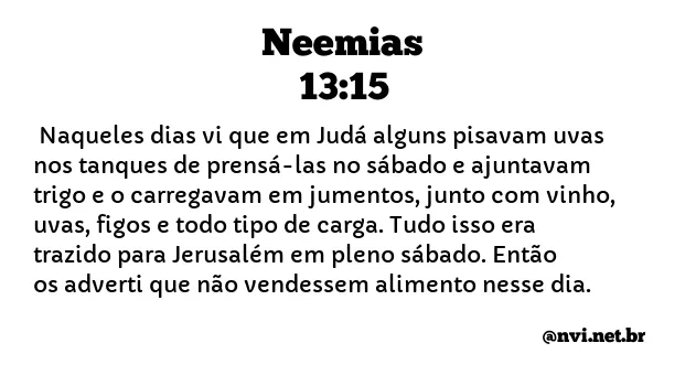 NEEMIAS 13:15 NVI NOVA VERSÃO INTERNACIONAL