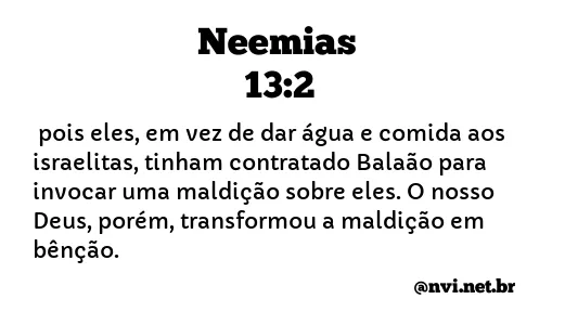 NEEMIAS 13:2 NVI NOVA VERSÃO INTERNACIONAL