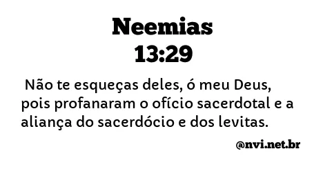 NEEMIAS 13:29 NVI NOVA VERSÃO INTERNACIONAL