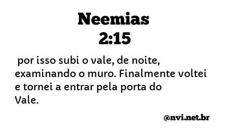 NEEMIAS 2:15 NVI NOVA VERSÃO INTERNACIONAL