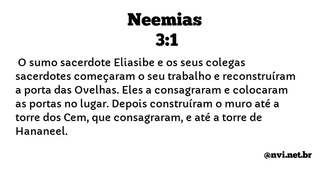 NEEMIAS 3:1 NVI NOVA VERSÃO INTERNACIONAL