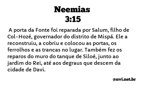 NEEMIAS 3:15 NVI NOVA VERSÃO INTERNACIONAL