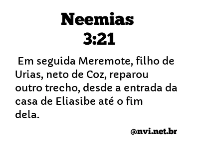 NEEMIAS 3:21 NVI NOVA VERSÃO INTERNACIONAL