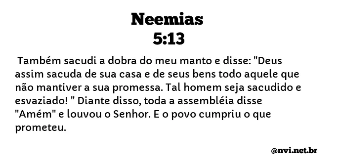 NEEMIAS 5:13 NVI NOVA VERSÃO INTERNACIONAL