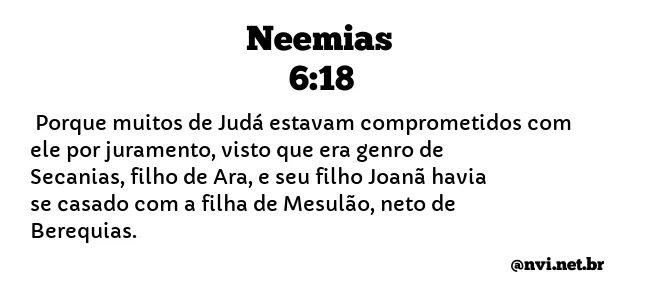 NEEMIAS 6:18 NVI NOVA VERSÃO INTERNACIONAL