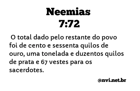 NEEMIAS 7:72 NVI NOVA VERSÃO INTERNACIONAL