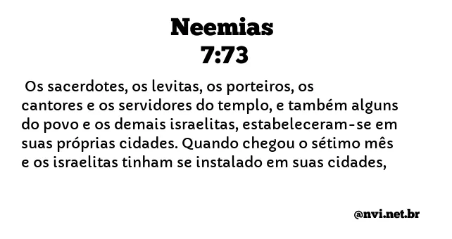 NEEMIAS 7:73 NVI NOVA VERSÃO INTERNACIONAL