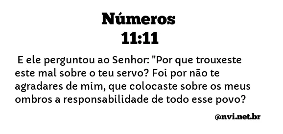 NÚMEROS 11:11 NVI NOVA VERSÃO INTERNACIONAL