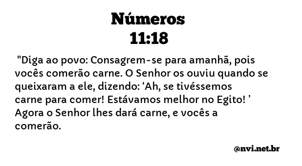 NÚMEROS 11:18 NVI NOVA VERSÃO INTERNACIONAL