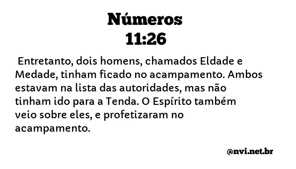 NÚMEROS 11:26 NVI NOVA VERSÃO INTERNACIONAL