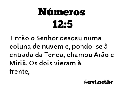 NÚMEROS 12:5 NVI NOVA VERSÃO INTERNACIONAL