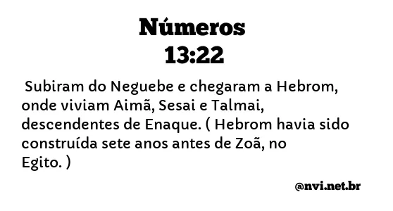 NÚMEROS 13:22 NVI NOVA VERSÃO INTERNACIONAL