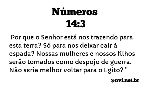 NÚMEROS 14:3 NVI NOVA VERSÃO INTERNACIONAL