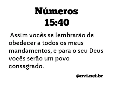 NÚMEROS 15:40 NVI NOVA VERSÃO INTERNACIONAL