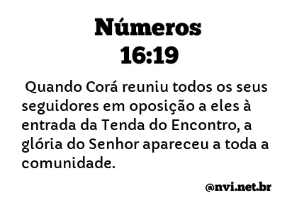 NÚMEROS 16:19 NVI NOVA VERSÃO INTERNACIONAL