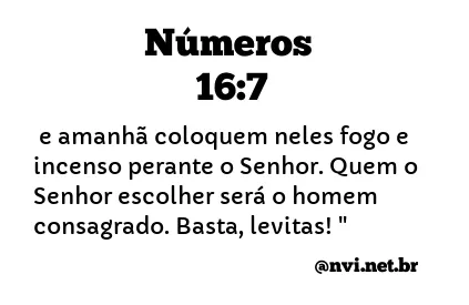 NÚMEROS 16:7 NVI NOVA VERSÃO INTERNACIONAL