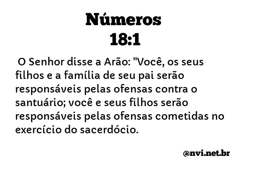 NÚMEROS 18:1 NVI NOVA VERSÃO INTERNACIONAL