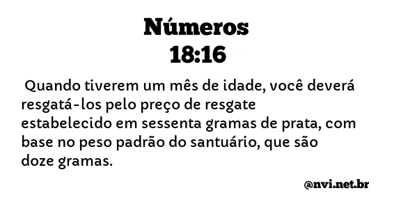 NÚMEROS 18:16 NVI NOVA VERSÃO INTERNACIONAL