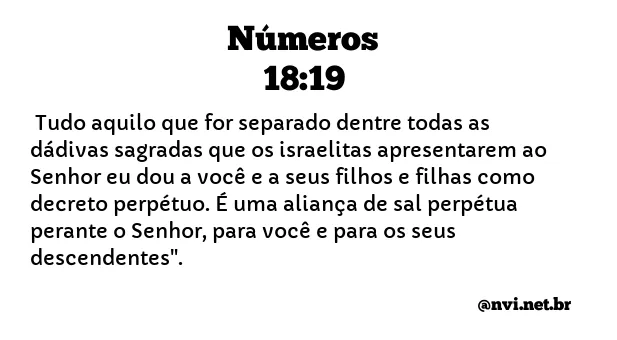 NÚMEROS 18:19 NVI NOVA VERSÃO INTERNACIONAL