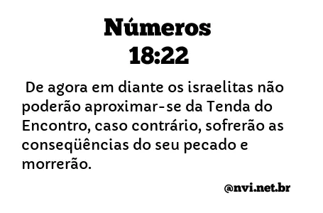 NÚMEROS 18:22 NVI NOVA VERSÃO INTERNACIONAL