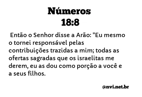 NÚMEROS 18:8 NVI NOVA VERSÃO INTERNACIONAL