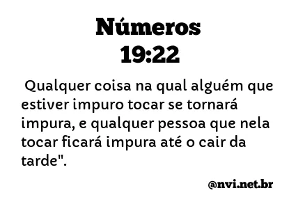 NÚMEROS 19:22 NVI NOVA VERSÃO INTERNACIONAL