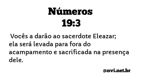 NÚMEROS 19:3 NVI NOVA VERSÃO INTERNACIONAL