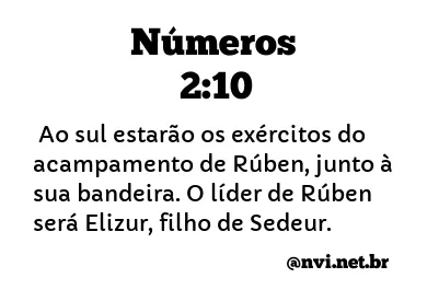 NÚMEROS 2:10 NVI NOVA VERSÃO INTERNACIONAL