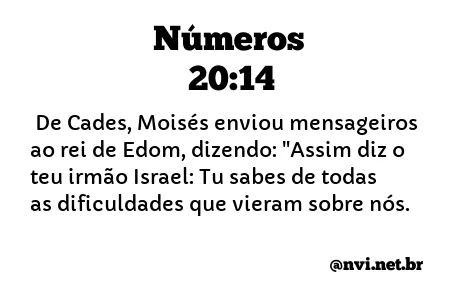 NÚMEROS 20:14 NVI NOVA VERSÃO INTERNACIONAL