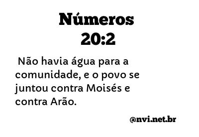 NÚMEROS 20:2 NVI NOVA VERSÃO INTERNACIONAL