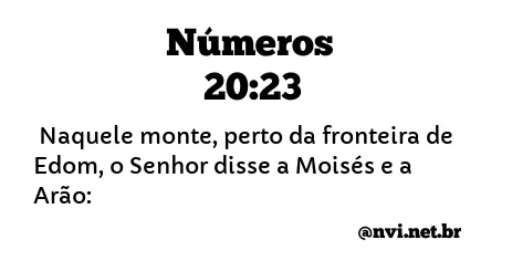 NÚMEROS 20:23 NVI NOVA VERSÃO INTERNACIONAL