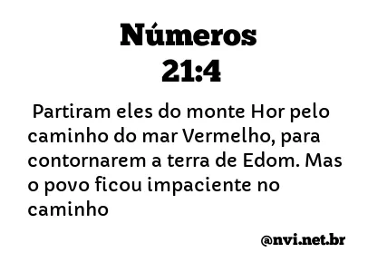 NÚMEROS 21:4 NVI NOVA VERSÃO INTERNACIONAL