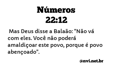 NÚMEROS 22:12 NVI NOVA VERSÃO INTERNACIONAL