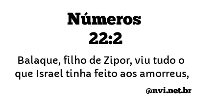 NÚMEROS 22:2 NVI NOVA VERSÃO INTERNACIONAL