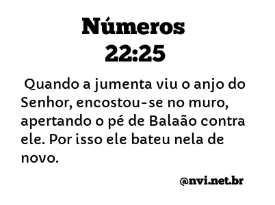 NÚMEROS 22:25 NVI NOVA VERSÃO INTERNACIONAL