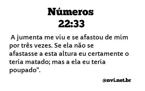 NÚMEROS 22:33 NVI NOVA VERSÃO INTERNACIONAL