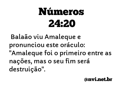 NÚMEROS 24:20 NVI NOVA VERSÃO INTERNACIONAL