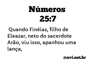 NÚMEROS 25:7 NVI NOVA VERSÃO INTERNACIONAL