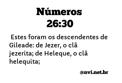 NÚMEROS 26:30 NVI NOVA VERSÃO INTERNACIONAL