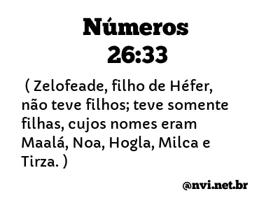 NÚMEROS 26:33 NVI NOVA VERSÃO INTERNACIONAL