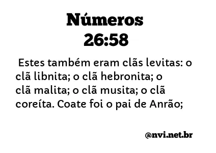 NÚMEROS 26:58 NVI NOVA VERSÃO INTERNACIONAL