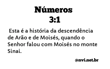 NÚMEROS 3:1 NVI NOVA VERSÃO INTERNACIONAL