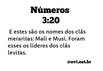 NÚMEROS 3:20 NVI NOVA VERSÃO INTERNACIONAL