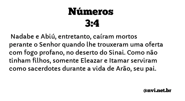 NÚMEROS 3:4 NVI NOVA VERSÃO INTERNACIONAL