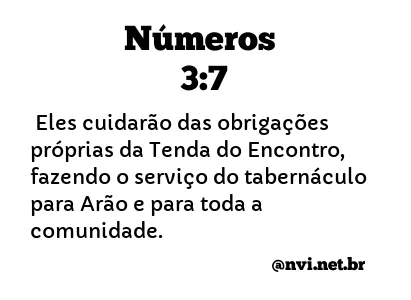 NÚMEROS 3:7 NVI NOVA VERSÃO INTERNACIONAL